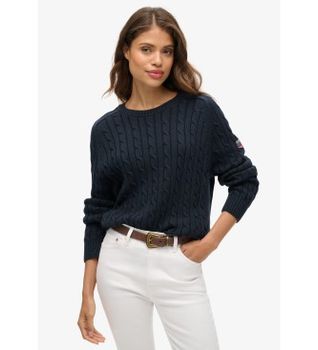 Superdry para mujer. W6110610A Jersey Slouchy Cable marino (S), Casual, Algodón