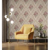 papel pintado vinilico de flores barrocas efecto textura de tela tejida en relieve - romanov gardens 676396 de gaulan - rollo de 10 m x 106 m