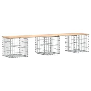 Banco De Jardín | Banco De Exterior | Silla De Jardín Diseño Gaviones Madera Maciza Pino 203x44x42 Cm