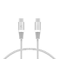 ksix 60w cable de carga y datos usb-c a usb-c power delivery carga ultra rapida trenzado 2m blanco