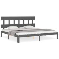 estructura de cama con cabecero madera maciza gris 200x200 cm vidaxl