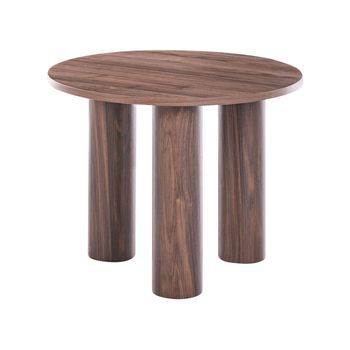 Mesa De Centro Redonda Decorativa De Madera Estilo Retro Sala De Estar Marrón Oscuro Senoia