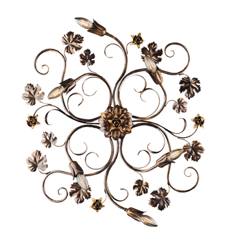Iris - Lámpara De Techo En Hierro Lacado En Color Marrón Con Decoración. Lámpara De Techo Dorada Antigua De 6 Luces - Ø79 X 67 - Bl169-pl6-br