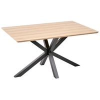 mesa de comedor con tapa de madera clara patas de metal negro 140 x 90 cm 4 plazas rectangular industrial spectra