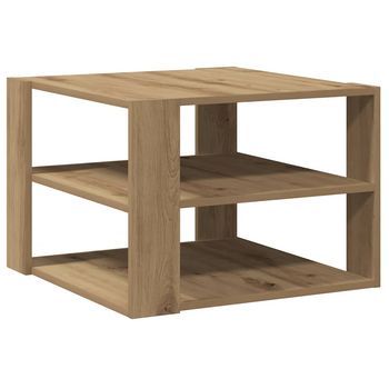 Mesa De Centro Madera Ingeniería Roble Artesanal 58x58x40 Cm