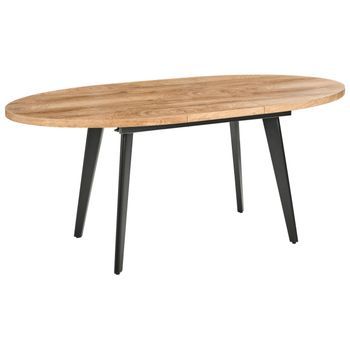 Mesa De Comedor Ovalada Extensible Alas De Mariposa Patas De Metal Marrón Dutton
