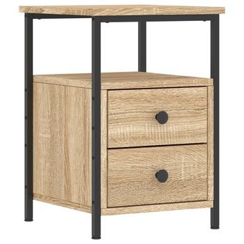 Mesita De Noche Mesilla De Noche - Madera De Ingeniería Roble Sonoma 34x35,5x50 Cm