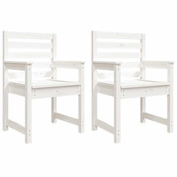 Sillas Jardín 2 Uds Madera Maciza Pino Blanco 60x48x91 Cm Cfw578415