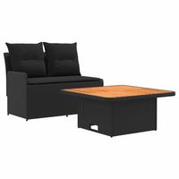 sofa de jardin con reposabrazos y mesa elevable 2 pieza negro vidaxl