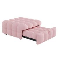 sofa cama desplegable 2 en 1 puff cama individual rosa de tejido boucle suave