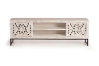 mueble tv en madera de mango tallada y metal