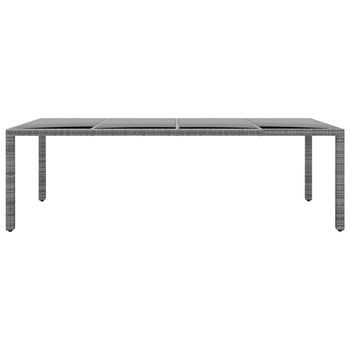 Mesa Jardín | Mesa De Exterior Vidrio Templado Ratán Sintético Gris 250x100x75 Cm