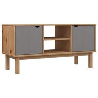 mueble tv otta madera maciza pino marron y gris 1135x43x57 cm vidaxl