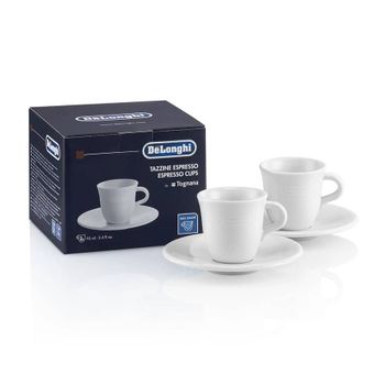 De'Longhi Tazas de porcelana para espresso, 70 ml, pack de 2 DLSC308