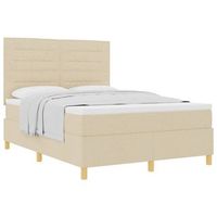 cama tipo box spring con colchon crema 160 x 200 cm tela vidaxl