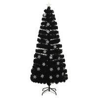 arbol de navidad  decoraciones de navidad copos de nieve led fibra optica negro 210 cm