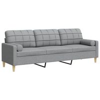 sofa de 3 plazas  sofa de salon  sofa de descanso con cojines tela gris claro 210 cm