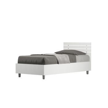 Cama Contenedor Individual 80x200 Cabecero Recto Lamas Ankel Fresno Blanco