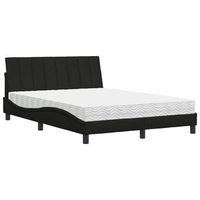 cama con colchon hanko tela negro 140x200 cm vidaxl