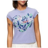 superdry camiseta t-shirt floral scripted manches courtes para mujer
