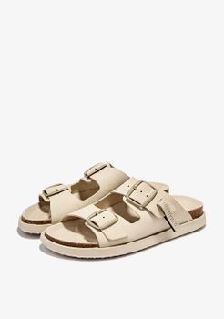 Sandalias de Piel Cómodas D.Franklin - Vibe Sandals Buckle Beige - Hechas en España - Beige