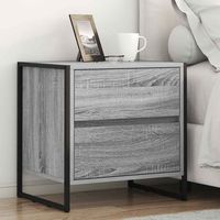 mesita de noche 2 uds - mueble de dormitorio - madera y acero - gris sonoma 50x395x50cm