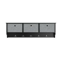 perchero de pared con 5 ganchos y 3 cajones mdf negro