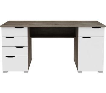Kentucky Desk - White & Dark Oak, White