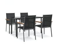 juego de comedor para jardin 5 piezas acero y textilene negro