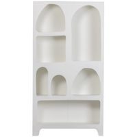 estanteria de madera blanca con nichos