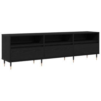 Mueble De Tv Roble Negro 150 X 30 X 45 Cm Madera De Ingeniería Vidaxl