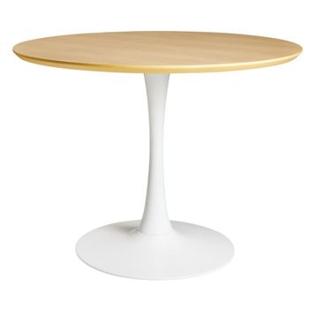 Mesa de comedor redonda de chapa de roble y metal Ø100 cm
