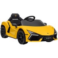 aiyaplay coche electrico 12v con licencia lamborghini vehiculo electrico control remoto velocidad 3-5 kmh 3-5 anos amarillo   aosom espana