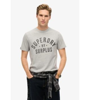 Superdry para hombre. M1012013A Camiseta Surplus gris (M), Casual, Algodón, Manga corta