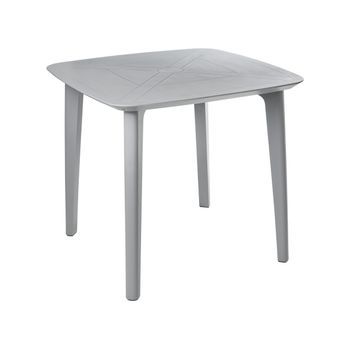 Mesa De Jardín De Material Sintético De 4 Plazas Resistente A La Intemperie Al Aire Libre Patio Gris Claro Sorico