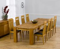 madrid 300cm solid oak dining table with monaco chairs - brown 8 chairs