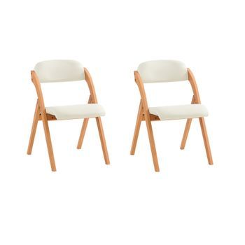 Lote De 2 Sillas Plegables De Madera Con Asiento Y Respaldo Tapizado Sillón Para Cocina Oficina Blanco 47 X 60 X 77 Cm Fst92-wx2 Sobuy Es