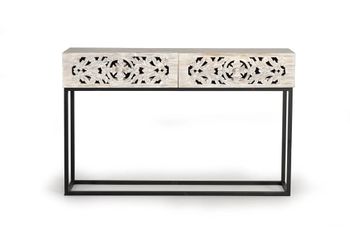 Consola madera mango y patas metal blanco y negro envejecido