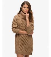 superdry para mujer w8011743a vestido de punto trenzado marron l casual acrilico manga larga