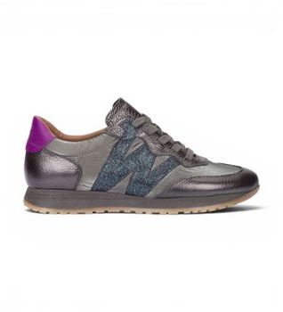 Wonders para mujer. A-4810 Zapatillas de Piel Tot gris (36), Plano, Cordones, Casual