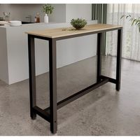 mesa alta  patas de metal  140x100x40cm  barra de cocina  modelo ani  negro y sonoma