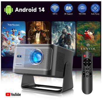 Proyector Inteligente Magcubic HY350Max 2+16GB, 900ANSI 1080P Nativo, Enfoque Automático, Control Remoto por Voz, WiFi6 BT5.4 8K para Cine al Aire Libre