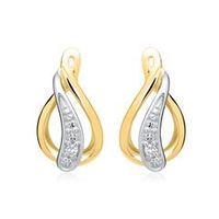 pendientes 14 quilates oro amarillo 2 diamantes 00112 ct