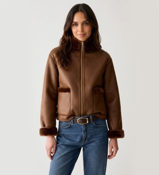PennyBlack para mujer. 2621456063200 Chaqueta reversible de corte recto Extra marrón (40), Casual, Poliéster