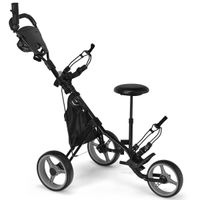 costway carro de golf plegable con 3 ruedas carrito de golf a empujar o tirar ligero y con 4 posiciones regulables en altura gris