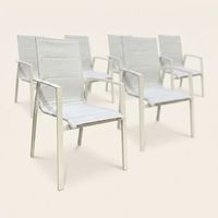 pack 6 sillas aluminio exterior con cojinblanco envejecido67x57x955