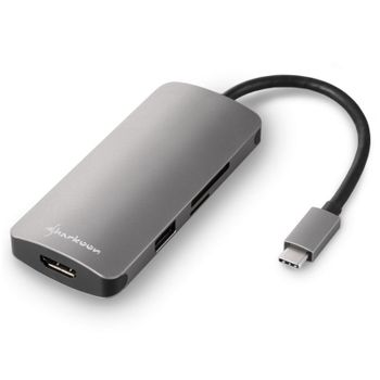Sharkoon HUB USB 3.0 Tipo-C Multipuerto Gris Oscuro