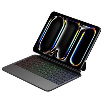 Royal Bailey E129 Funda Con Bluetooth Teclado Para Ipad Air 13(2024)/ipad Pro 12.9(2022/2021/2020/2018) Negro