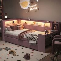 cama nido tapizada de 90x200 cm con escritorio integrado y cama extraible