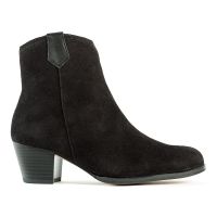 botin campero en serraje negro con tacon medio